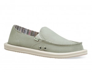 Sanuk Donna Hemp Sidewalk Surfers Olive Grey | LKJP-79381