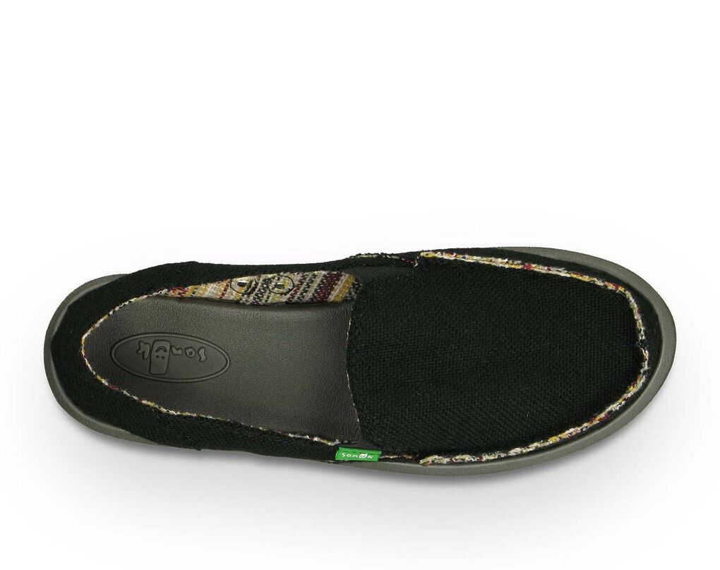 Sanuk Donna Hemp Sidewalk Surfers Black | CHZV-32016