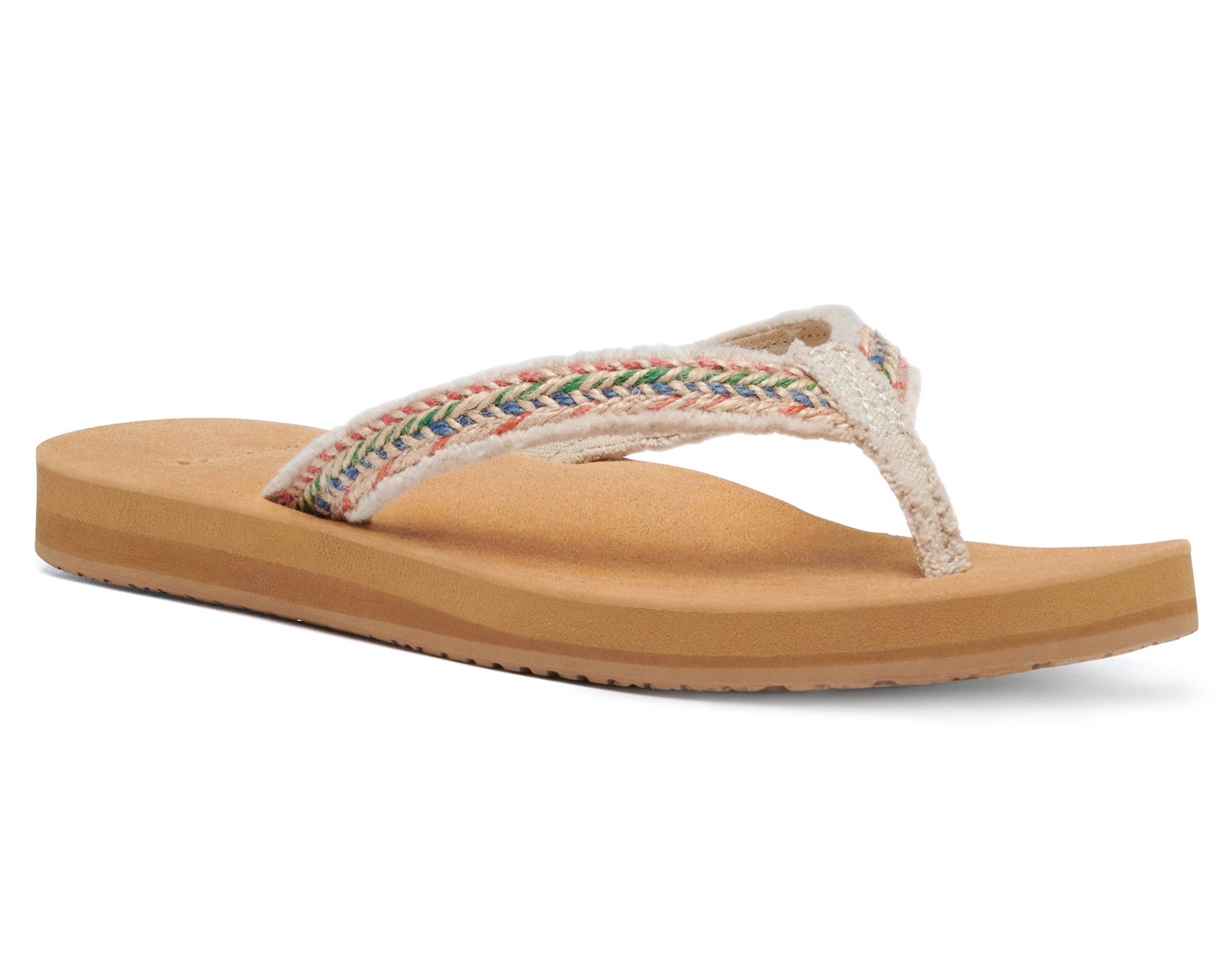 Sanuk Fraidy Jute Natural Sandals Beige Multicolor | DIBP-94175